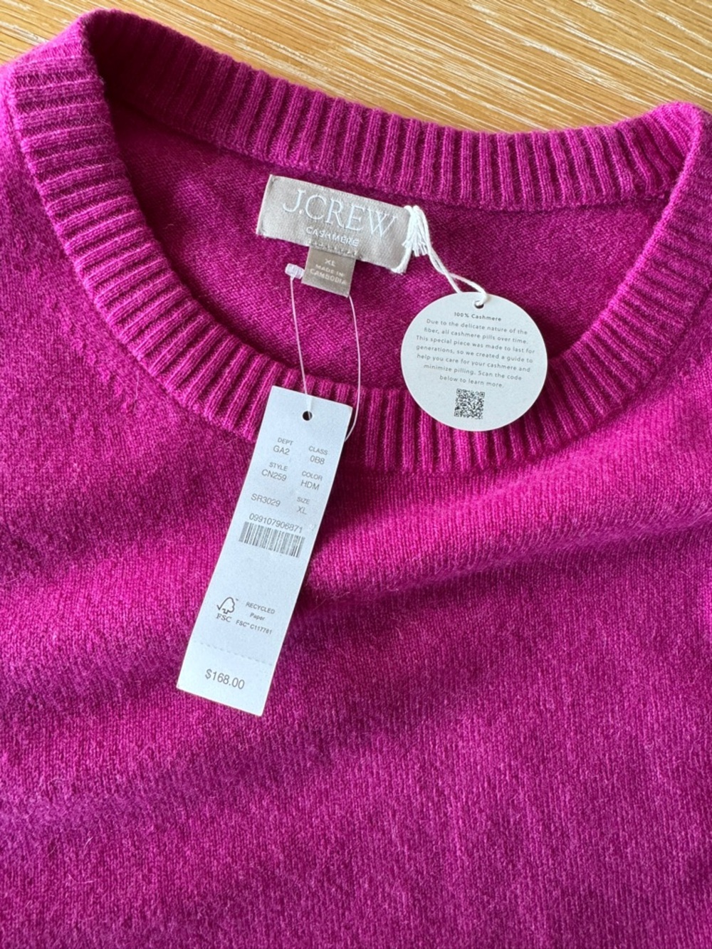 NWT! J. CREW Women's Perfect Cashmere Crewneck Heathered Bright Purple Size XL - Picture 10 of 14